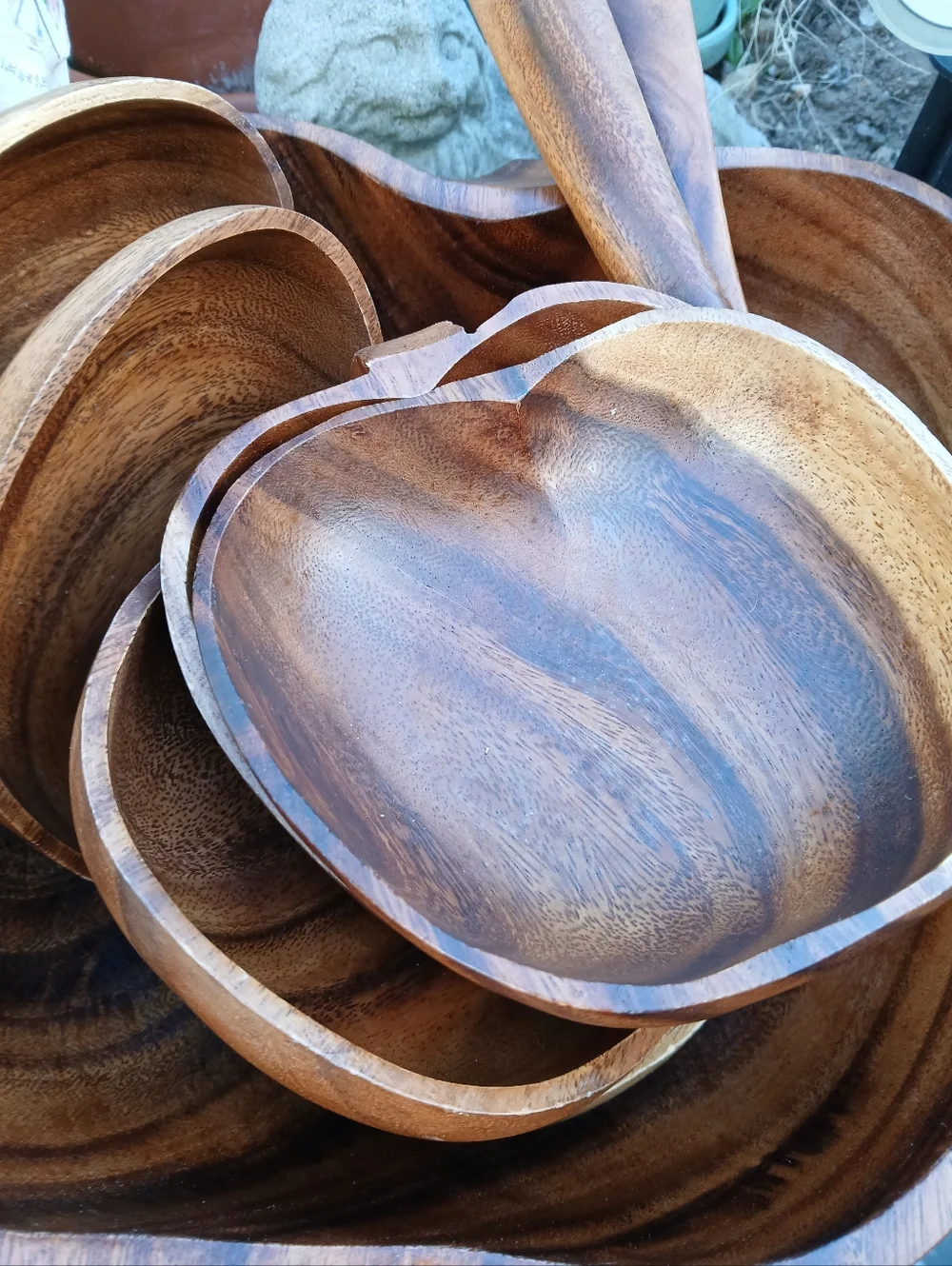 Vintage Wooden Salad Bowl Set Made In The Philippines